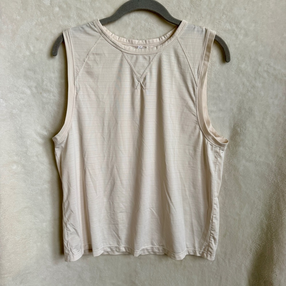 Fabletics Women's S Cream Ivory Muscle Tank Crew Neck Raglan Activewear Top